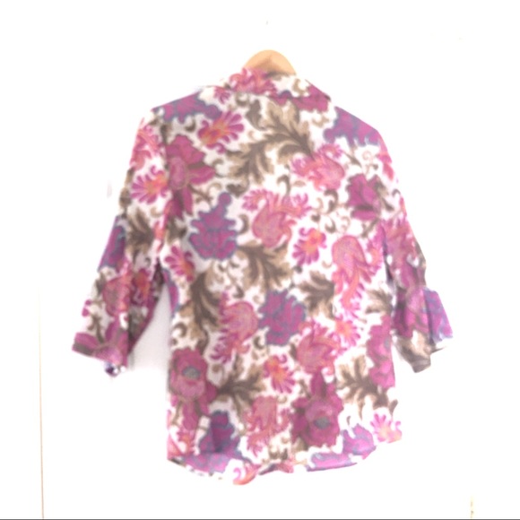 3/$20 Ann Taylor Woven Button Down Floral -14 - Picture 2 of 7